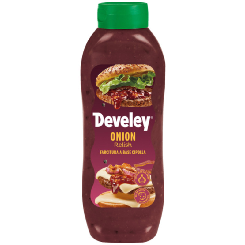 Develey Relish Sauce Onion 875 ml aromatisches Zwiebel Relish für Burger und Sandwiches